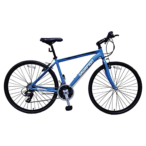 Hybrid Bike : Simply Sites Mens Hybrid Bike - City Bike 700c Tyres, 18” Bike Frame - Lightweight Trekking Touring Commuter Town Bike - 21 Speed Shimano Bikes for Men (Blue)
