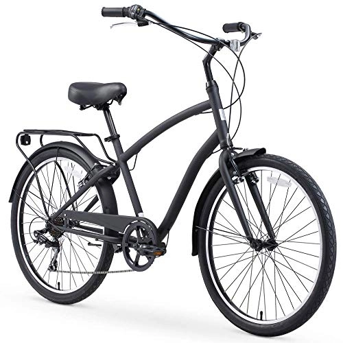 Hybrid Bike : sixthreezero EVRYjourney Steel Men's Hybrid Bike with Rear Rack, 26 Inches, 7-Speed, Matte Black