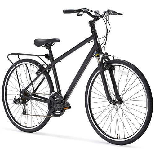 Hybrid Bike : sixthreezero Pave n' Trail Men's 21-Speed Hybrid Road Bicycle, Matte Black 26" Wheels / 18" Frame