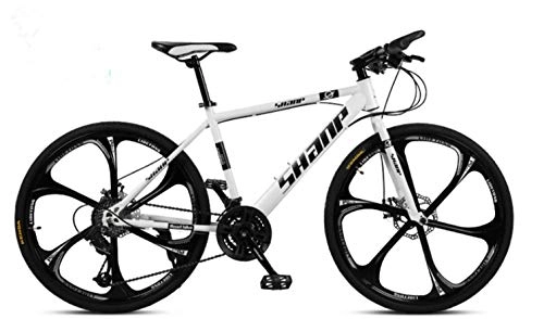 Hybrid Bike : SNAPPY HRB01 Hybrid Road Bike White or Black 24 Speed 26" Inch 6 Spoke Wheel Carbon Hybrid Mountain Road Bike 2 x Disc Brakes (White)