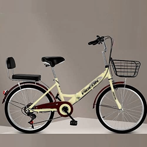 Hybrid Bike : Winvacco City Commuter Bicycle, Hybrid, 7-Speed Drivetrain, 22" 24" Retro-Styled for Adult Men Women, Beige-22inch