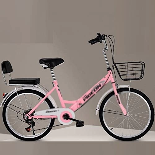 Hybrid Bike : Winvacco City Commuter Bicycle, Hybrid, 7-Speed Drivetrain, 22" 24" Retro-Styled for Adult Men Women, Pink-24inch