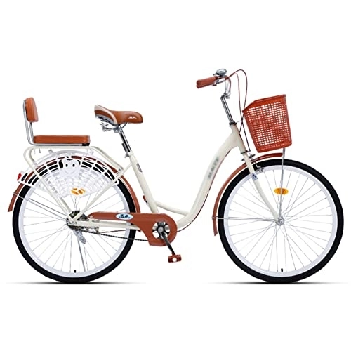 Hybrid Bike : Winvacco Hybrid Bike, Hybrid Retro-Styled Cruiser, Rear Rack, City Commuter Bicycle for Adult Men Women, Beige-24inch