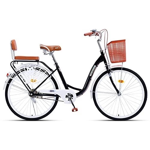 Hybrid Bike : Winvacco Hybrid Bike, Hybrid Retro-Styled Cruiser, Rear Rack, City Commuter Bicycle for Adult Men Women, Black-26inch