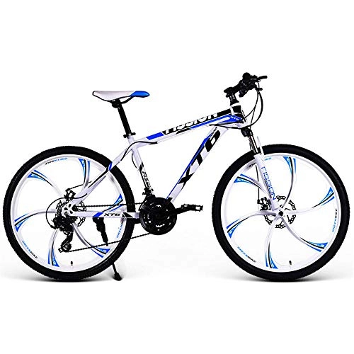 Mountain Bike : 21 / 24 / 27 / 30-speed 26-inch mountain bike-dual disc brakes-suitable for adult students off-road bike White blue-30 Speed