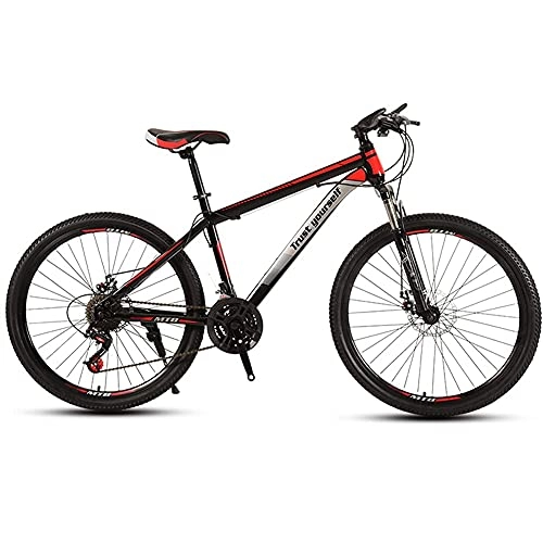 Mountain Bike : 21-30 Speed Adult Mountain Bike with Suspension Fork and Disc Brake, 24 / 26 Inch City Road Bicycles for Man and Women, Steel Hard Tail Frame (Red 26inch / 21Speed)