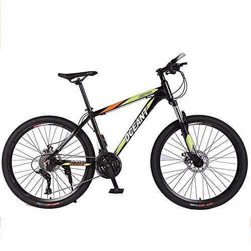 Mountain Bike : 21-Speed Mountain Bike, Double Disc Brake Suspension Fork Anti-Slip, Off-Road Variable Speed Racing Bikes for Men and Women, Green, 26 inches