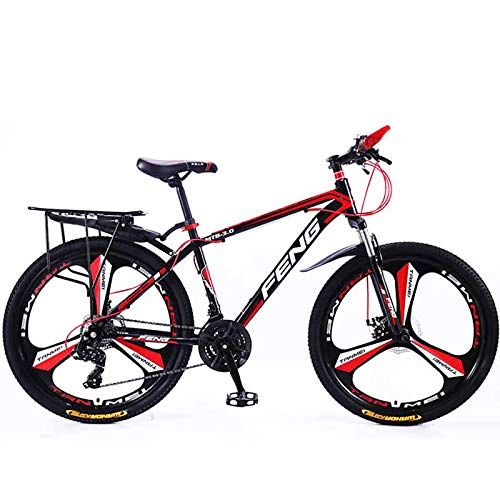 Mountain Bike : 21-speed Mountain Bikes, 26 Inch Adult High-carbon Steel Frame Hardtail Bicycle, Man All Terrain Mountain Bike, Anti-slip Bikes-Black And Red 26inch