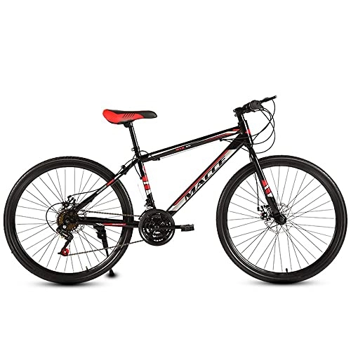 Mountain Bike : 24 / 26-Inch Adult Mountain Bike, 21 / 24 / 27 Speed Mountain Bicycle With High Carbon Steel Frame and Double Disc Brake, Front Suspension Anti-Skid Shock-absorbing Front Fork