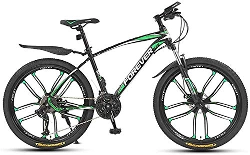 Mountain Bike : 24" 26" Mountain Bike 21 / 24 / 27 / 30 Speed Cross Country Bicycle Student Road Racing Speed Bike 6-6, Green, 26 inch 24 Speed fengong (Color : Green)