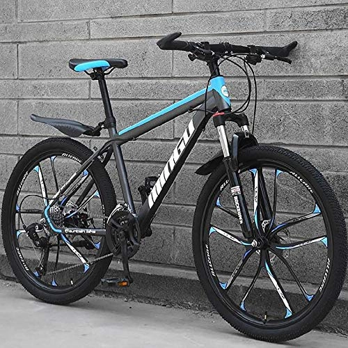 Mountain Bike : 24 Inch 21-speed Geared Bicycle, Mountain Bike With 10 Spoke Dual Disc Brakes & Fork Suspension, Shock Absorption Fat Tire Bike Sport Bike