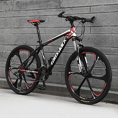 Mountain Bike : 24 Inch Carbon Steel Mountain Bicycle, Full Suspension MTB, Portable Outdoor Mountain Bikes City Urban Commuters For Teens Adults Men And Women Black / red-6 Spoke 27 Speed