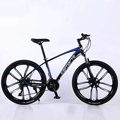 Mountain Bike : 24 Inch Mountain Bike for Adults, Double Disc Brake City Road Bicycle 21 Speed Mens MTB (Color : Black Blue)