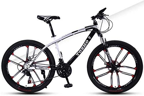 Mountain Bike : 24 Inches, Mountain Bike, Fork Suspension, Adult Bicycle, Boys And Girls Bicycle Variable Speed Shock Absorption High Carbon Steel Frame High Hardness Off-Road Dual Disc Brakes (Color : Black)