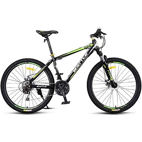 Mountain Bike : 24-Speed 26 Inch Adult Mountain Bikes, High-carbon Steel Frame Hardtail Bicycle, Men's All Terrain Mountain Bike, Anti-Slip Bikes, Green, 26 inches