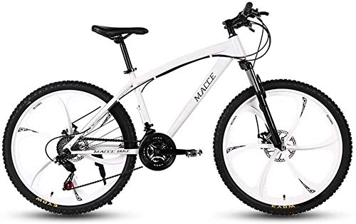 Mountain Bike : 24-Speed Adult Male And Female Dual-Shock Racing Disc Brake Variable Speed Students High Carbon Steel Frame Strong And Comfortable Anti-Skid Wear-Resistant Tires (Color : White A)