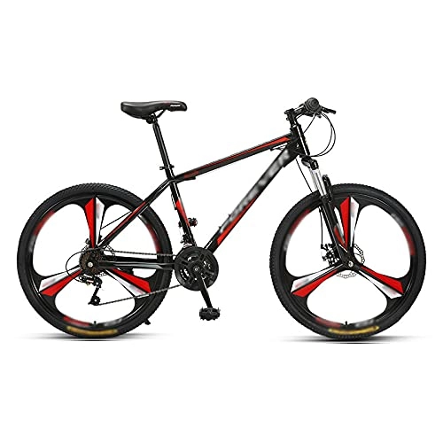 Mountain Bike : 24-speed Mountain Bike 26-inch Bicycle, Variable Speed Off-road Adult Racing To Work Riding(Color:Three Knife Wheel-Steel Frame Black Red)