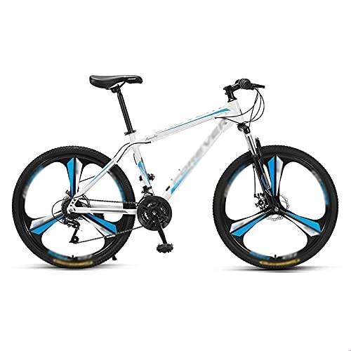 Mountain Bike : 24-speed Mountain Bike 26-inch Bicycle, Variable Speed Off-road Adult Racing To Work Riding(Color:Three Knife Wheel-Steel Frame White Blue)