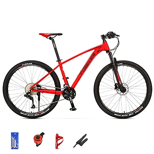 Mountain Bike : 26 / 27.5 / 29 Inches Wheels Mountain Bike Aluminum Shimano 33 Speeds With Lock-Out Suspension Fork Disc Brake City Commuter Comfort Bike, Gray / Red red-26inches