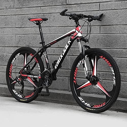Mountain Bike : 26 '' Folding Mountain Bikes, 21 / 24 / 27 / 30 Speed MTB Bikes, Full Suspension 26 Inch 3 Spoke Wheels, Non-Slip Bicycle for Men / Women, D, 24 Speed