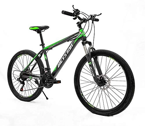 Mountain Bike : 26 Inch Adult Mountain Bike 21 Multiple Speed Front Suspension Dual Disc Brakes High Carbon Steel Frame Hybrid Road Bicycle