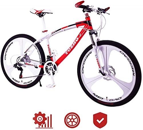 Mountain Bike : 26 inch Adult Mountain Bike, High-carbon Steel Mountain Bikes, 24 inch 21 / 24 / 27 Variable Speed Shock Absorber Bikes, Off-road Dual Disc Brake Bicycle, 24in, 24 speed