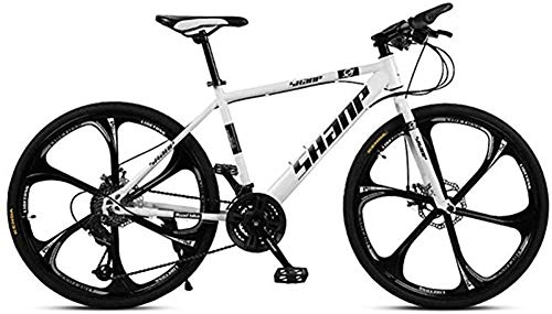 Mountain Bike : 26 Inch Adult Mountain Bike, One Wheel Off-Road Variable Speed Men and Women Bicycle, White, 27 speed 26 inches