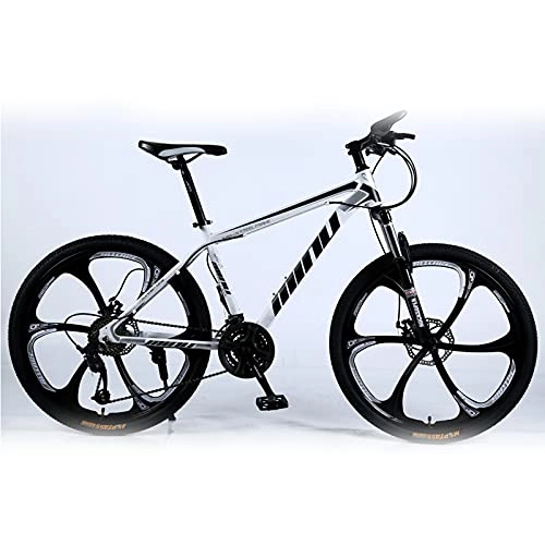 Mountain Bike : 26 Inch Adult Mountain Bikes, 21 / 24 / 27 / 30 Speeds Options, High-strength Magnesium-aluminum Alloy Frame, Lockable and Adjustable Front Fork, Multiple Colors White Black-21sp