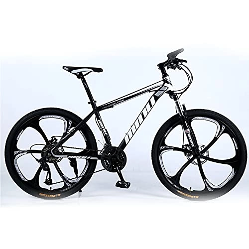 Mountain Bike : 26 Inch Adult Moutain Bike 6-Spokes MTB 21 / 24 / 27 / 30 Speeds Bicycle Lockable and Adjustable Front Fork Magnesium-aluminum Alloy Double Disc-Brake Mountain Trail Bike Black-21sp