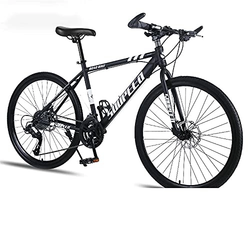 Mountain Bike : 26 inch bicycle-mechanical brake-suitable for male and female adult students cross-country mountain bike-Black-27speed