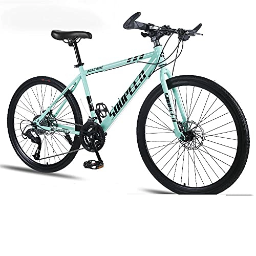 Mountain Bike : 26 inch bicycle-mechanical brake-suitable for male and female adult students cross-country mountain bike-Light blue-21 speed