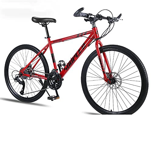 Mountain Bike : 26 inch bicycle-mechanical brake-suitable for male and female adult students cross-country mountain bike-Red-27speed