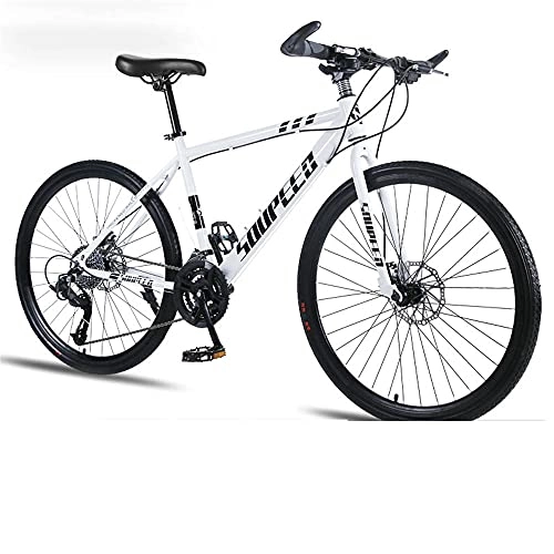 Mountain Bike : 26 inch bicycle-mechanical brake-suitable for male and female adult students cross-country mountain bike-white-21speed
