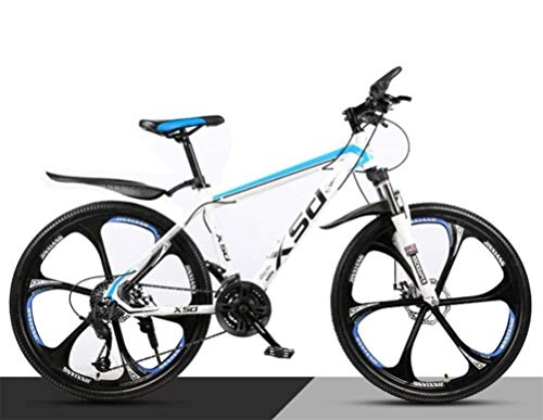 Mountain Bike : 26 Inch City Road Bicycle Mountain Bike For Adults, Commuter City Hardtail Bike (Color : White blue, Size : 21 speed)