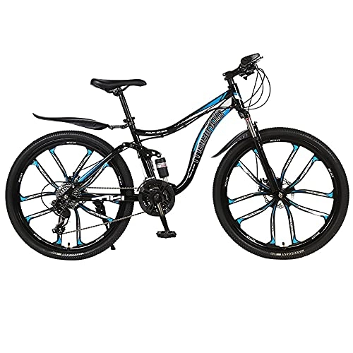 Mountain Bike : 26 inch Dual Disc Brake Outdoor MTB Mountain Bike, 10 Knife Wheels 21 Speed Mountain Bicycle for Men and Women, Carbon Steel Frame City Bikes