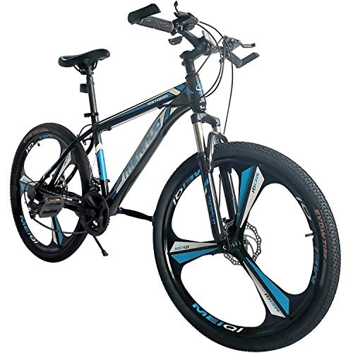 Mountain Bike : 26 Inch Front Suspension Mountain Bike Men's Bicycle 21-Speed Adjustable Seat MTB with High Carbon Steel, Aluminum Alloy Wheels