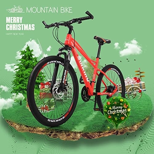 Mountain Bike : 26 Inch High Performance Carbon Steel Mountain Bike 21 Speed Bike Full Suspension Mountain Bike Bicycle Girls Bike 24 Inch Teal (Orange, One Size)
