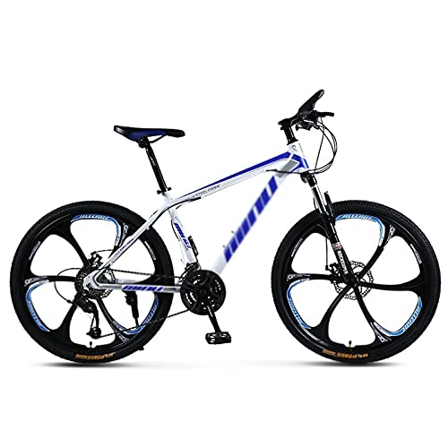 Mountain Bike : 26 Inch Mountain Bike 21 / 24 / 27 / 30 Speed for Adult With Suspension Fork, MTB for Adult & Teenagers, Outdoor Bikes for Men Women, 3 / 6 / 10 Spokes white blue-21speed