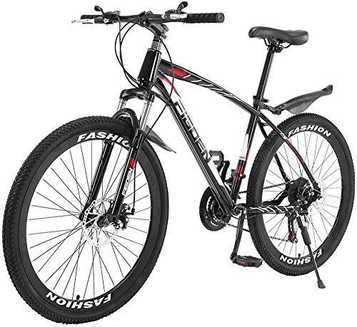 Mountain Bike : 26 Inch Mountain Bike, 21 Speed Dual Disc Brakes, Full Suspension Non-Slip Aluminum, Steel Frame Options Front Rear Brakes Bicycle