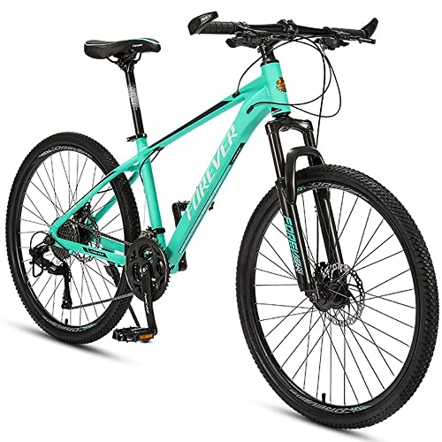 Mountain Bike : 26-inch Mountain Bike, 27 Speed Mountain Bicycle with Aluminium Frame and Double Disc Brake, Front Suspension Anti-Slip Shock-Absorbing Men and Women's Outdoor Cycling Road Bike