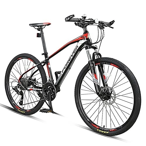 Mountain Bike : 26-inch Mountain Bike, 27 Speed Mountain Bicycle With Aluminum Frame and Double Disc Brake, Front Suspension Anti-Slip Shock-Absor Men and Women's Ou