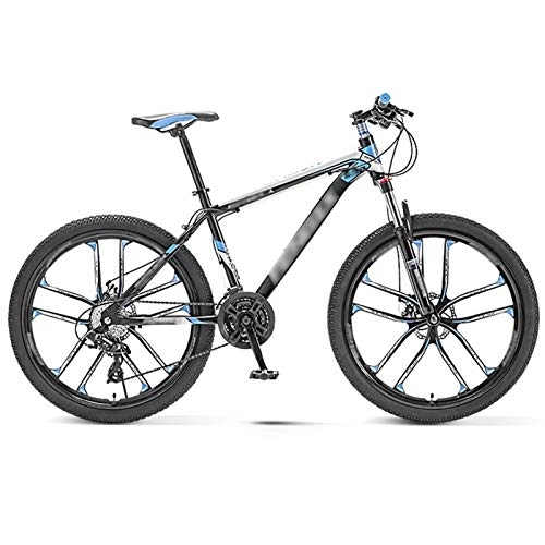 Mountain Bike : 26-inch Mountain Bike, 30 Speed Men Women Off-road Bike, Bicycle, 10 Knife Wheels, Double Disc Brake (Color : Blue, Size : 26inches)