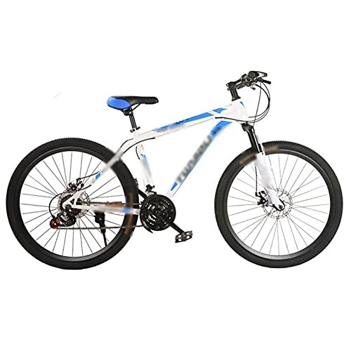 Mountain Bike : 26 Inch Mountain Bike - Adults Mountain Trail Bike Aluminum Alloy Suspension Fork - 21 Speed ​​Gears Disc Brakes Bicycle (Color : White blue, Size : 26inch)