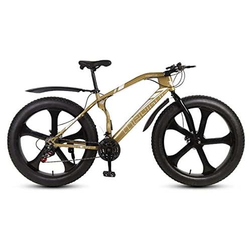 Mountain Bike : 26 Inch Mountain Bike, Fat Tire High Carbon Steel Frame, Double Disc Brake, with Suspension Fork, 27 Speeds Trail Bike, Adult Mountain Bike, for Mens Womens