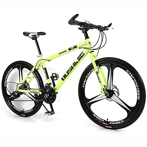 Mountain Bike : 26 Inch Mountain Bike for Women / Men Lightweight 21 / 24 / 27 Speed MTB Adult Bicycles Carbon Steel Frame Front Suspension, Yellow, 21 speed