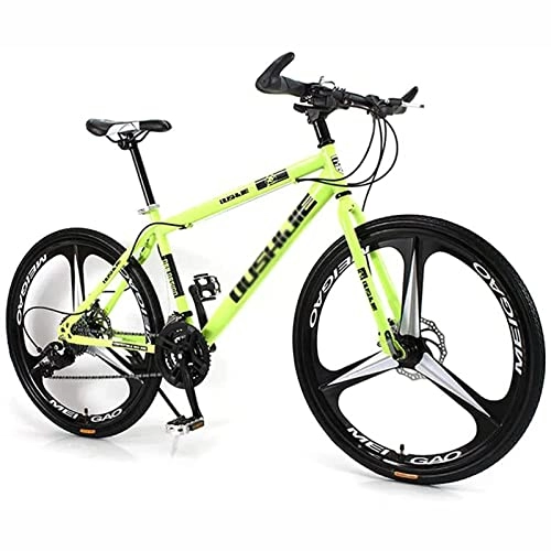 Mountain Bike : 26 Inch Mountain Bike for Women / Men Lightweight 21 / 24 / 27 Speed MTB Adult Bicycles Carbon Steel Frame Front Suspension, Yellow, 24 Speed