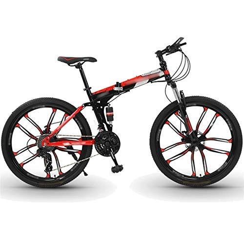 Mountain Bike : 26 Inch Mountain Bike, Men Women 24 Speed 10 Cutter Wheels Aluminum Alloy Frame Mountain Bicycle - Portable (Color : 24-speed red, Size : 24inches)