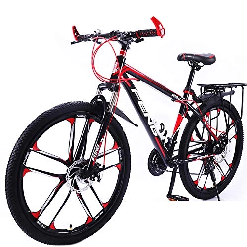 Mountain Bike : 26 Inch Mountain Bike MTB, Suitable From 160 Cm, Shimano 21 Speed Gearshift, Fork Suspension, Boys Bike & Mens Bike, With Bell And Lock Bicycle-Black And Red 26inch