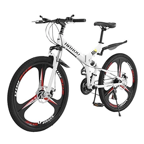 Mountain Bike : 26 Inch Mountain Bike With 21 Speed Dual Disc Brakes Adult Suspension Bicycle, with Tourney and Microshift велосипед мужской (Color : White)