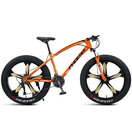 Mountain Bike : 26 Inch Mountain Bikes, 21 / 24 / 27 / 30 Speed Bicycle, Adult Fat Tire Mountain Trail Bike, High-carbon Steel Frame Dual Full Suspension Dual Disc Brake 4.0 Inch Thick Wheel